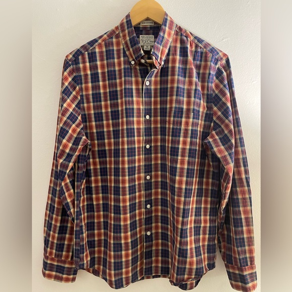 J. Crew Other - J Crew Slim Untucked Blue Orange checkered shirt size Medium